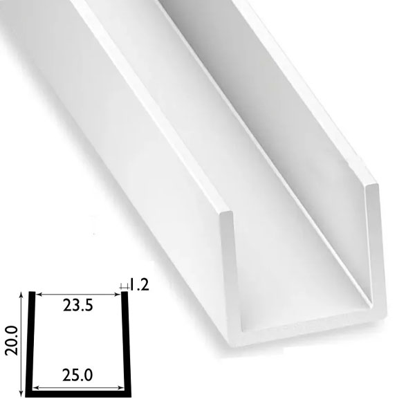 1 Metre PVC Square U Profile Strip