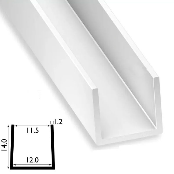 1 Metre PVC Square U Profile Strip