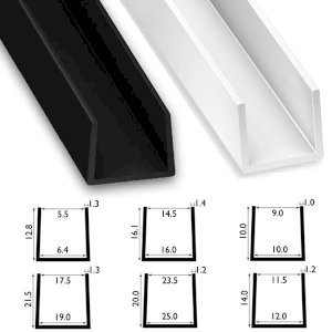 1 Metre PVC Square U Profile Strip