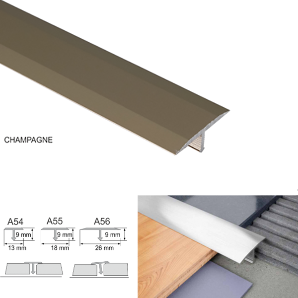 18mm Anodised Aluminium Threshold Trim T Bar Transition Trim For Tiles