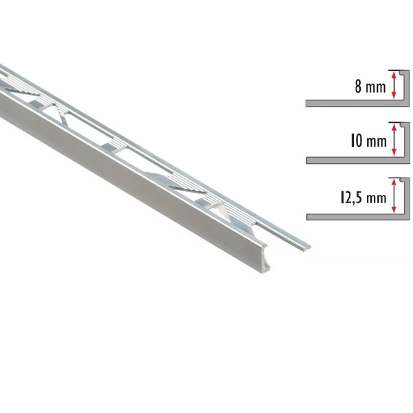 2.5m Aluminium Straight Edge L-Shape Tile Trim