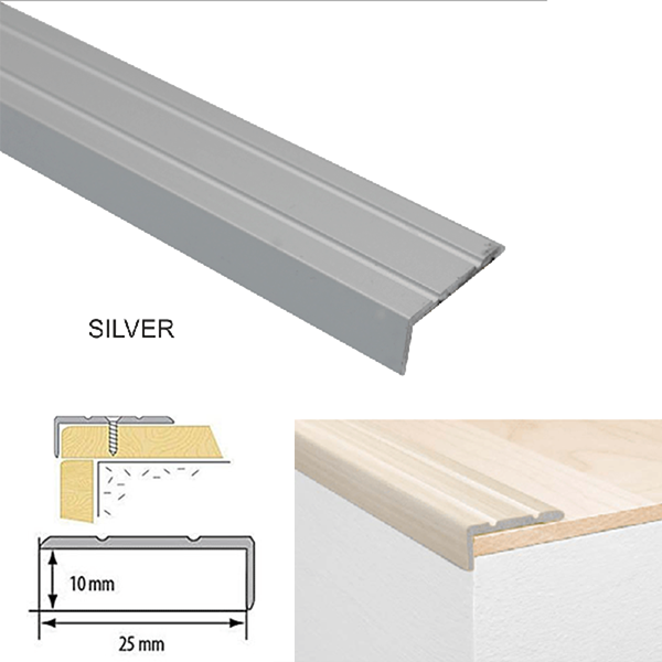 25mm x 10mm Aluminium Non Slip Stair Edge Nosing Self Adhesive