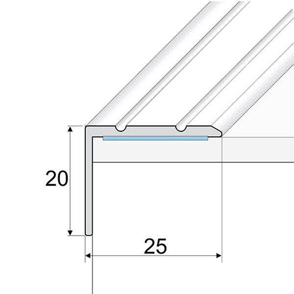 25mm x 20mm Non Slip Aluminium Wood Effect Stair Nosing Edge Trim Self Adhesive