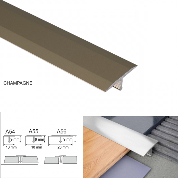 26mm Anodised Aluminium Threshold Trim T Bar Transition Trim For Tiles