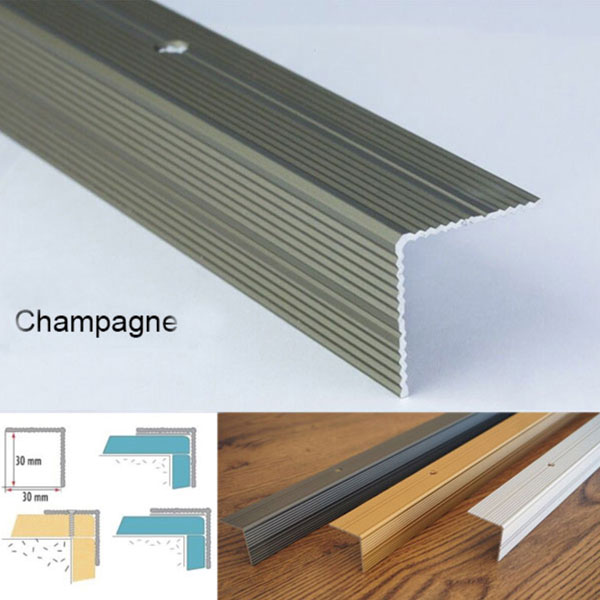 30mm x 30mm Anodised Aluminium Anti Non Slip Stair Edge Nosing Trim