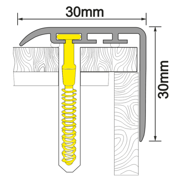 30mm x 30mm Stair Nosing UPVC Trim for Stair Treads Wooden Finish