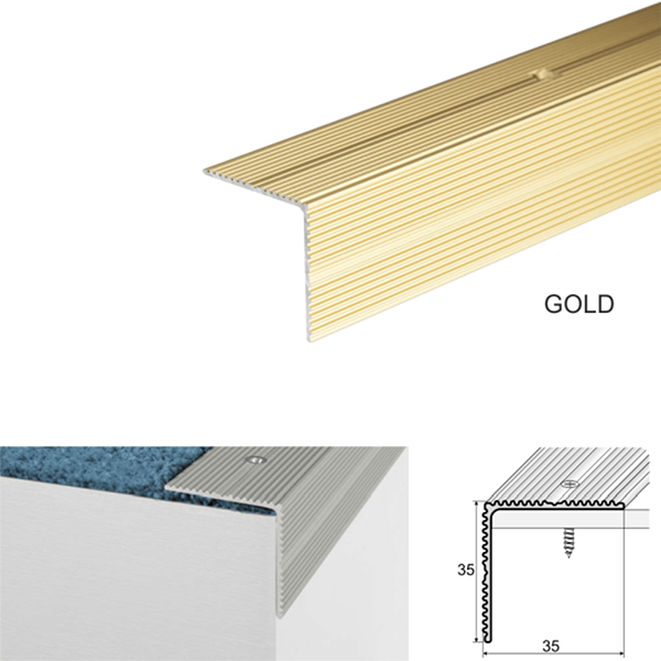 35mm x 35mm Non Slip Stairs Nosing For Wooden Stair Treads Screw Fix