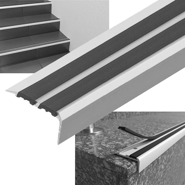 0.9m Long Anti Slip Rubber Aluminium Step Stair Nose Edging Strip for Wood Carpet