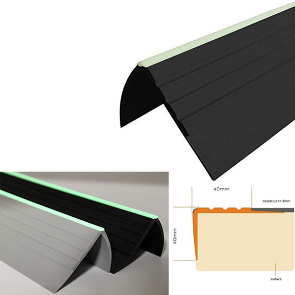 PVC Bullnose Stair Nosing Anti Slip Rubber Angle Step Edge