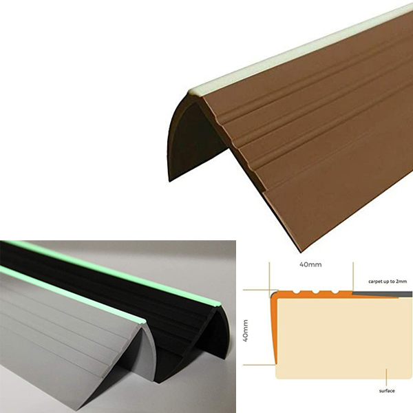 PVC Bullnose Stair Nosing Anti Slip Rubber Angle Step Edge