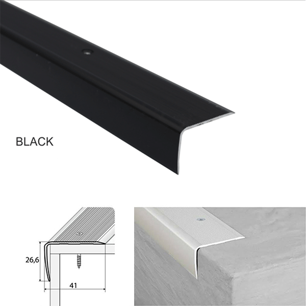 41mm x 26.6mm Non Slip Aluminium Stair Nosing for Wooden Stair Treads