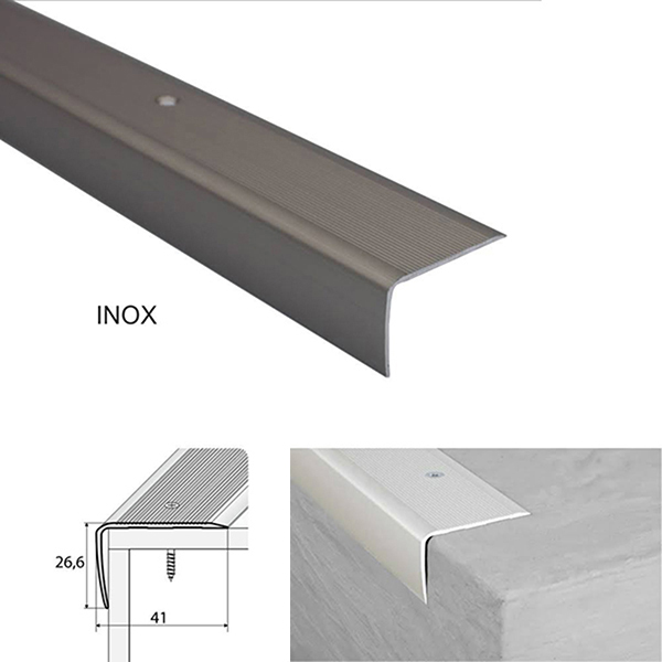 41mm x 26.6mm Non Slip Aluminium Stair Nosing for Wooden Stair Treads