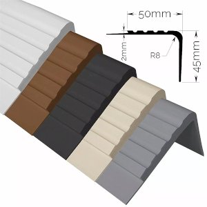 Anti Slip PVC 50mm x 45mm Rubber Stair Nosing Angle Step Edging Trim 