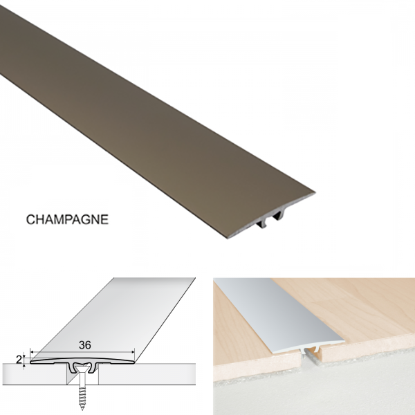 Aluminium Flat Door Threshold A68 36mm Anodised Profile