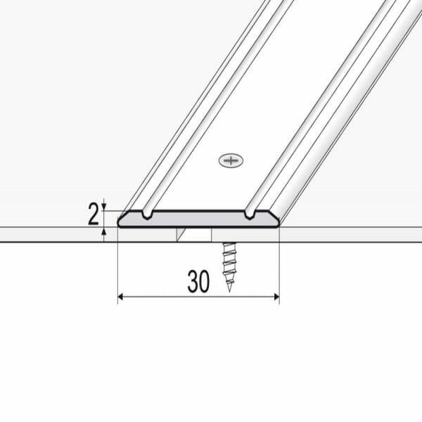 Aluminium Flat Door Threshold  Screw fix For Wooden, Laminate, Carpet Vinyl Flooring