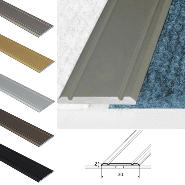 Aluminium Flat Door Threshold Self Adhesive For Wooden or Carpet Vinyl Flooring