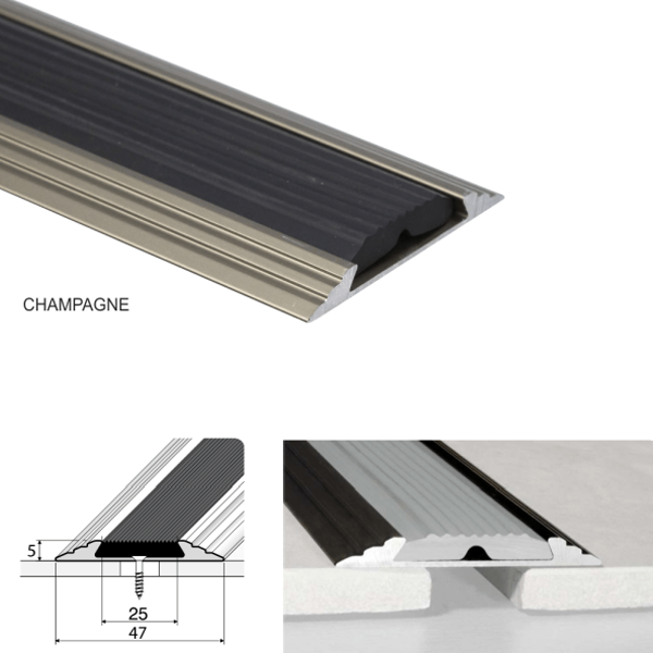 50mm Aluminium Flat Non Slip Door Threshold A10 Anodised Profile 