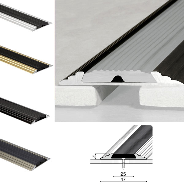 50mm Aluminium Flat Non Slip Door Threshold A10 Anodised Profile 