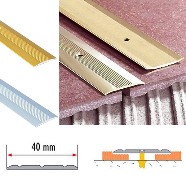 Buy Best Quality 38mm x 1m Aluminium Grooved Floor Trim For Joined Carpets