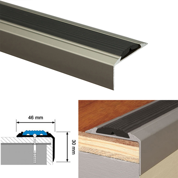 Aluminium Screw Fix Stair Nosing For Tread Edges