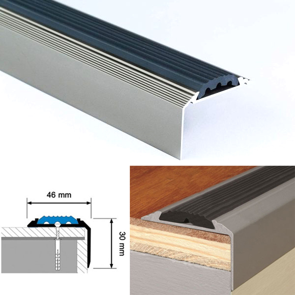 Aluminium Screw Fix Stair Nosing For Tread Edges