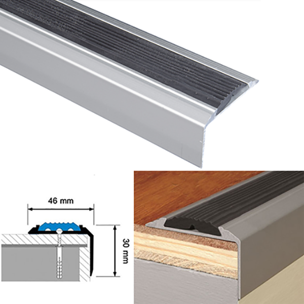 Aluminium Screw Fix Stair Nosing For Tread Edges