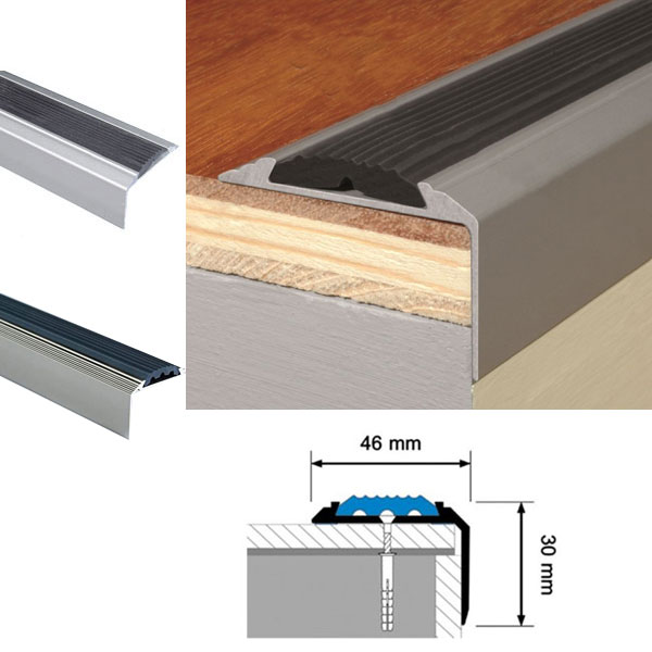 Aluminium Screw Fix Stair Nosing For Tread Edges