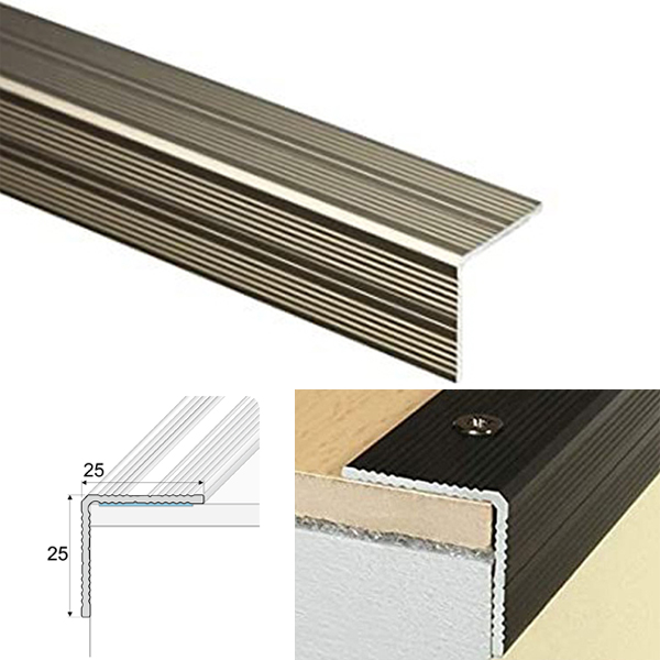 Aluminium Self Adhesive Anodised Anti Non Slip Stair Nosing Edge Trim 