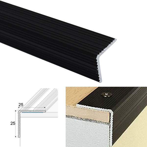 Aluminium Self Adhesive Anodised Anti Non Slip Stair Nosing Edge Trim 