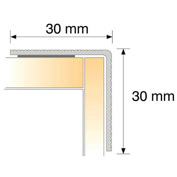 30mm x 30mm Aluminium Self Adhesive Stairs Nosing For Tile And Carpet Treads