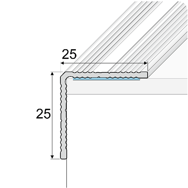 25mm x 25mm Aluminium Stair Nosing for Wooden Stair Treads