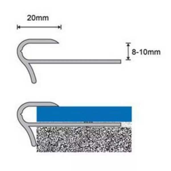 Aluminium Stair Nosing Step Oak Edge Floor Trim for 8 to 10mm Flooring 