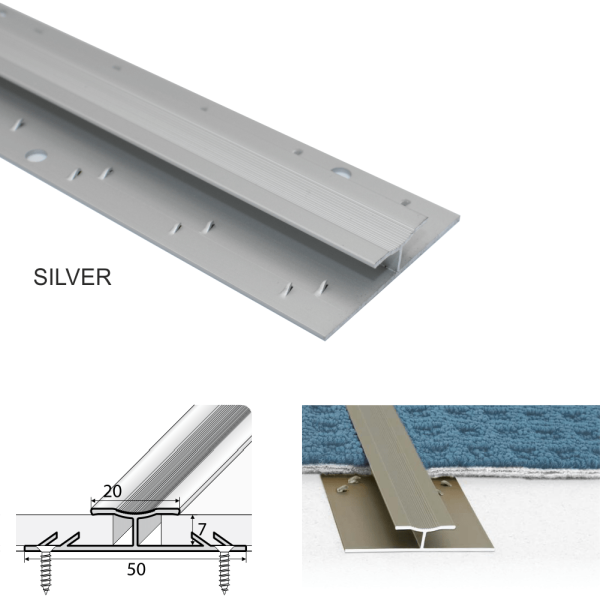 Twin Grip Aluminum Carpet Profile 18um thick Coating