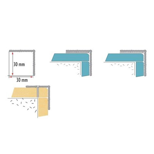 30mm x 30mm Anodised Aluminium Anti Non Slip Stair Edge Nosing Trim