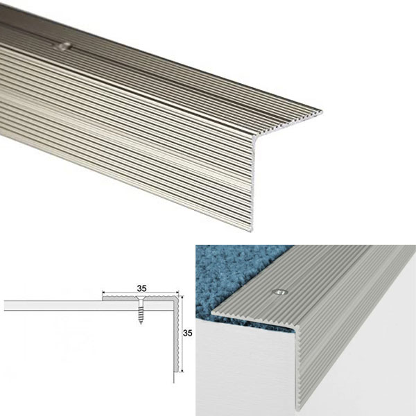 ANODISED Aluminium Screw Fix Anti Slip Stair Nosing Edge Trim