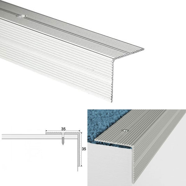 ANODISED Aluminium Screw Fix Anti Slip Stair Nosing Edge Trim