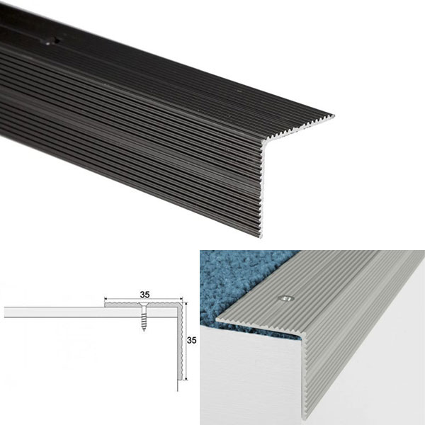 ANODISED Aluminium Screw Fix Anti Slip Stair Nosing Edge Trim