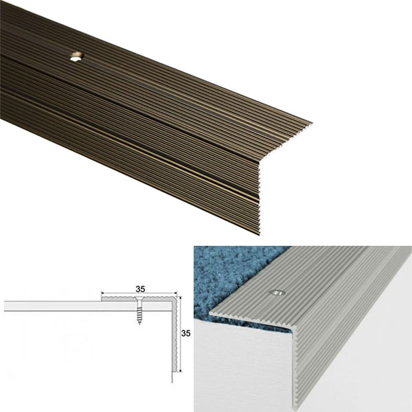 ANODISED Aluminium Screw Fix Anti Slip Stair Nosing Edge Trim