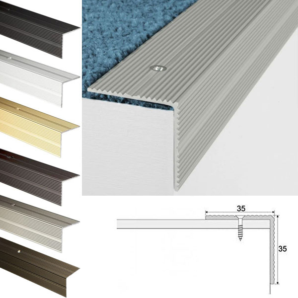 ANODISED Aluminium Screw Fix Anti Slip Stair Nosing Edge Trim