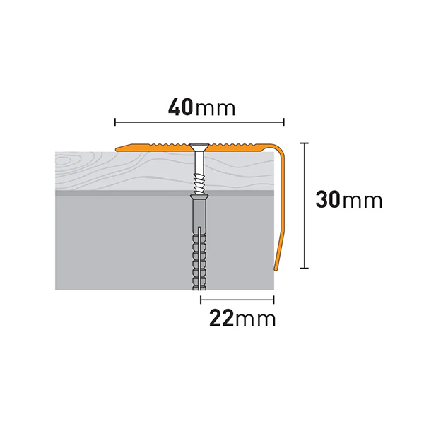 Aluminium Anodised Screw Fix Stair Nosing Edge Trim For Wooden, Laminate & Tiled Stairs