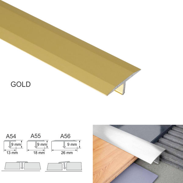 Anodised Aluminium Threshold Trim T Bar Transition Trim For Tiles