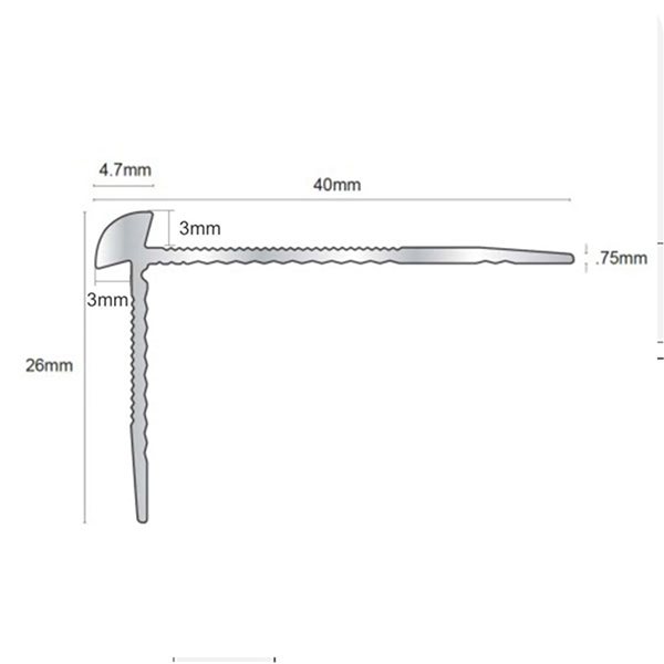 40mm x 26mm Anodised LVT Aluminium  Stair Nosing Edge Profile For 3mm Flooring