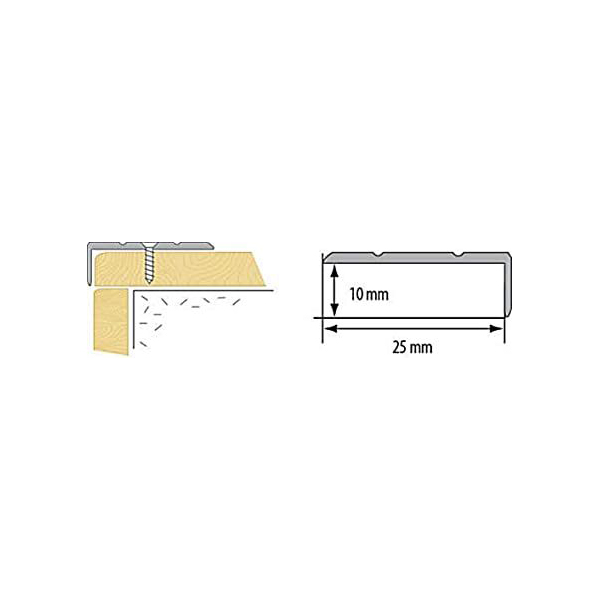 Anti Slip Aluminium Stair Edge Nosing Rubust Trim Drilled