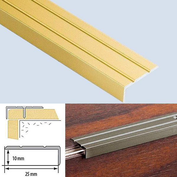 Anti Slip Aluminium Stair Edge Nosing Rubust Trim Drilled