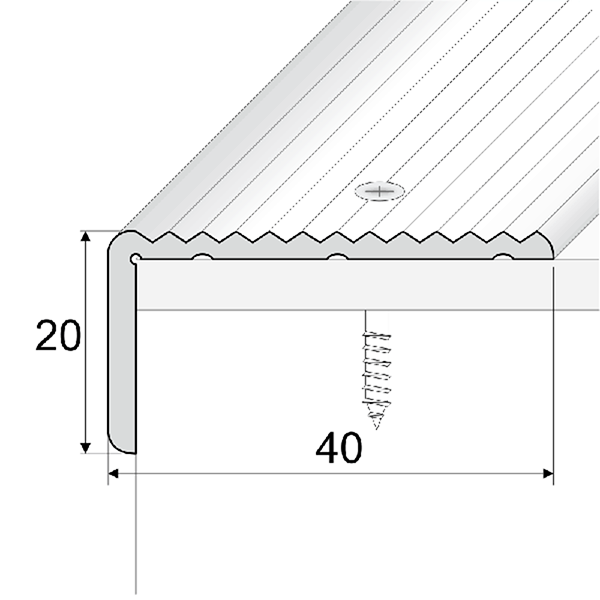 40mm x 20mm Anti-Slip Aluminum Stairs Nosing For Wooden Treads