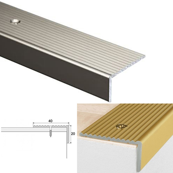 Anti Slip Anodised Aluminium Stair Edge Nosing Trim