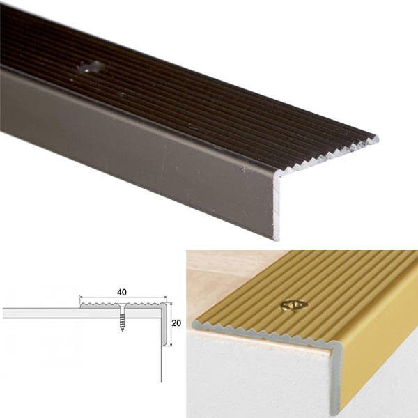 Anti Slip Anodised Aluminium Stair Edge Nosing Trim