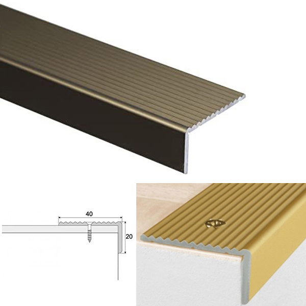 Anti Slip Anodised Aluminium Stair Edge Nosing Trim