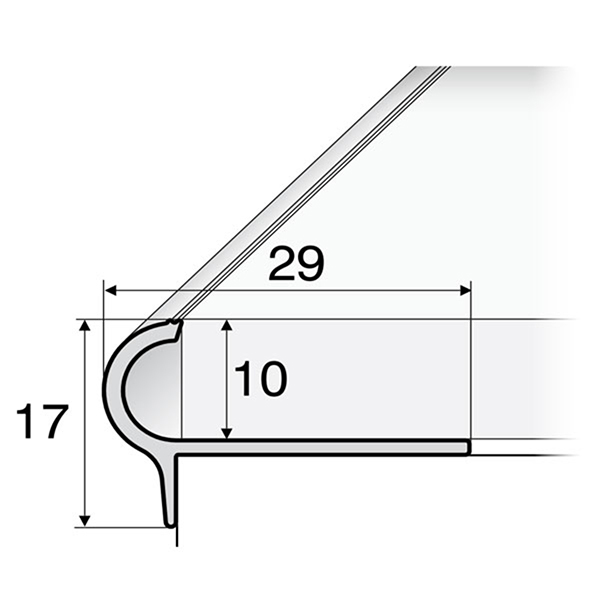 29mm x 17mm x 10mm Anti-Slip Stair Nosing Edge Trim For Tiles