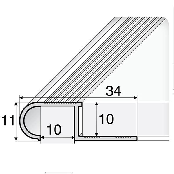 34mm x 11mm x 10mm Anti-Slip Stair Nosing Edge Trim For Tiles